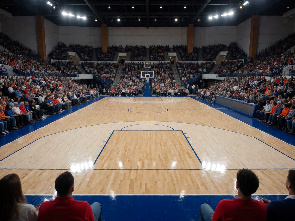 标准室内篮球场，NBA比赛场地全景